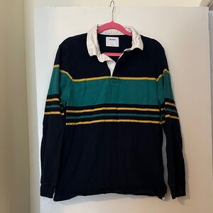 Old Navy Men's Navy and Teal Long Sleeve Shirt